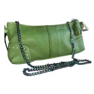 Coach 2004 Vintage Hampton Green pebbled leather demi baguette shoulder bag 5052